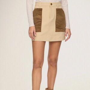 NWT WASILLA UTILITY MINI SKIRT Tan and Brown Mini Skirt with Pockets size 10